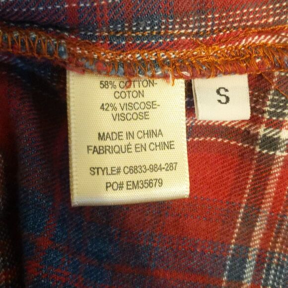 Cloth & Stone long line flannel with frayed hem, button down, size S - Picture 5 of 7